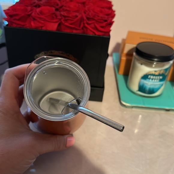 Brand new- never used. Stainless Steel Letter “D” Cup with Stainless Steel Straw - Picture 3 of 4